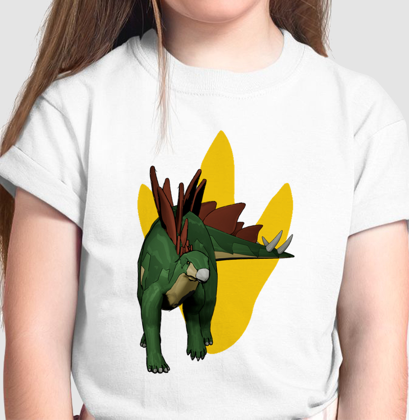 Camisa Algodão Estampada Dinossauro Estegossauro Premium Dinoloco