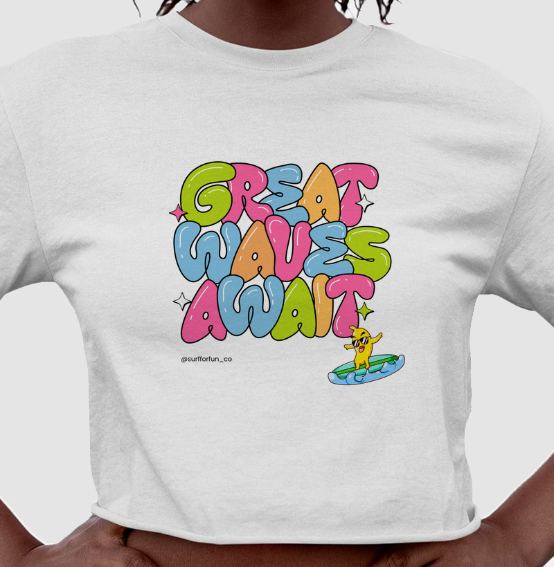 Great waves a wait - Top Cropped Feminino - Cropped
