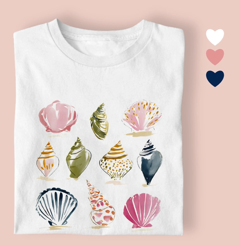 Camiseta feminina conchas 