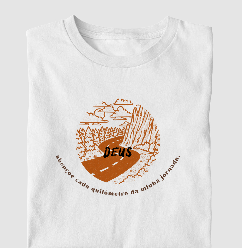 Camiseta Cristã Deus Abençoe Cada Quilômetro 