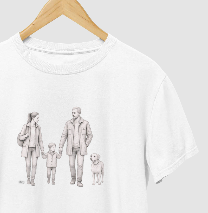 Pai, Mãe, Filho e Cachorro - Andando - MASC