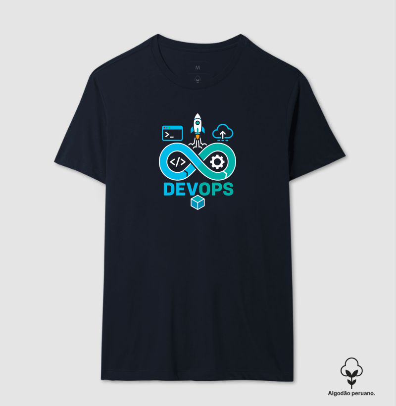 Camiseta DevOps Infinity — Deploy, Automação e Cloud em Algodão Peruano