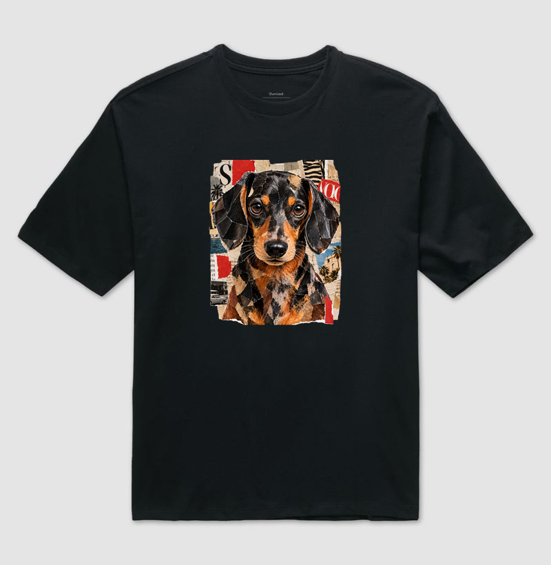 Dachshund Magazine Collage - Camiseta Oversized