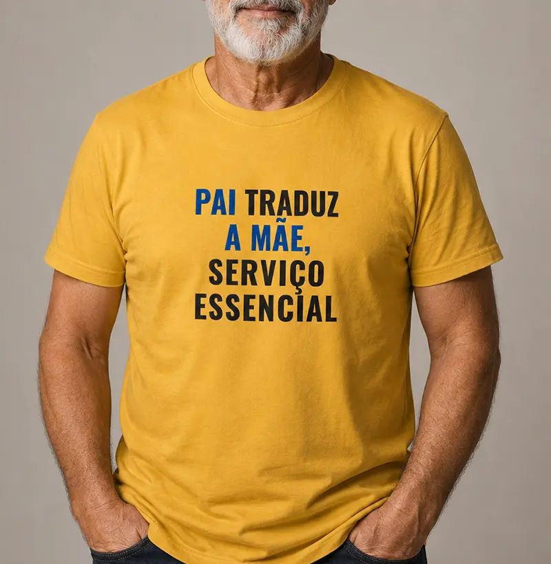 Pai traduz a mãe. Serviço essencial