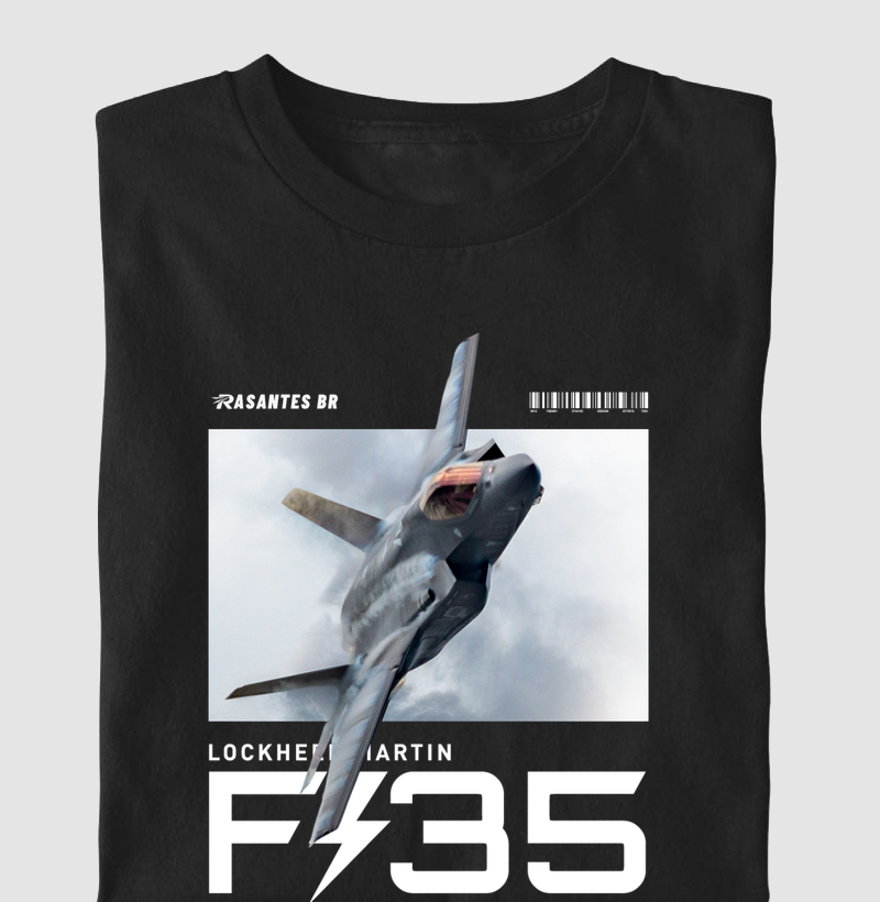 Camiseta F-35 Lightning II | Lockheed Martin | Rasantes BR | Camiseta Aviação Militar
