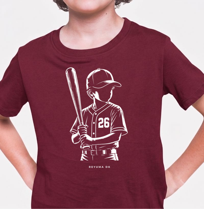 Camiseta Infantil, Menino, Menina, Juvenil Baseball "Little Batter #26" - Algodão 100% 