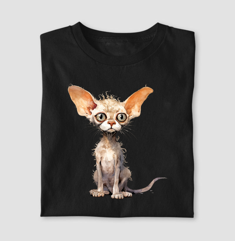 Gato Devon Rex aquarela