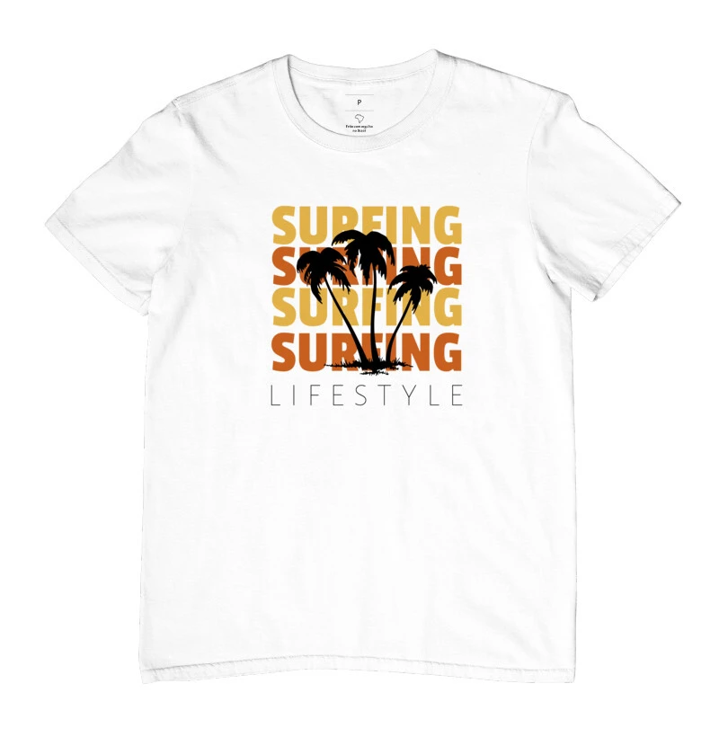 Camiseta Aimobaba Surfing Coqueiro masculina branca