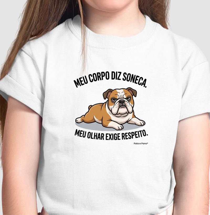 CAMISETA INFANTIL BULLDOGUE INGLÊS OLHAR