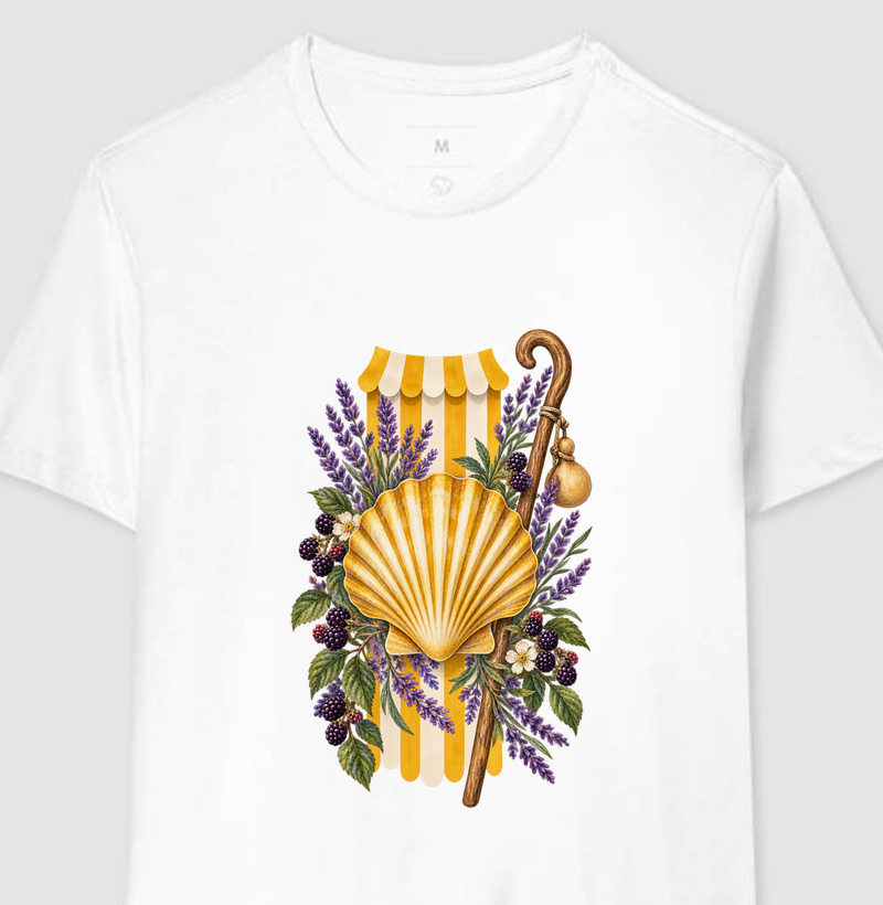 Caminho de Santiago — A Vieira e Flores de Lavanda - Camiseta