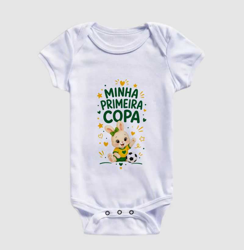 Minha primeira Copa - coelha (body bebê)