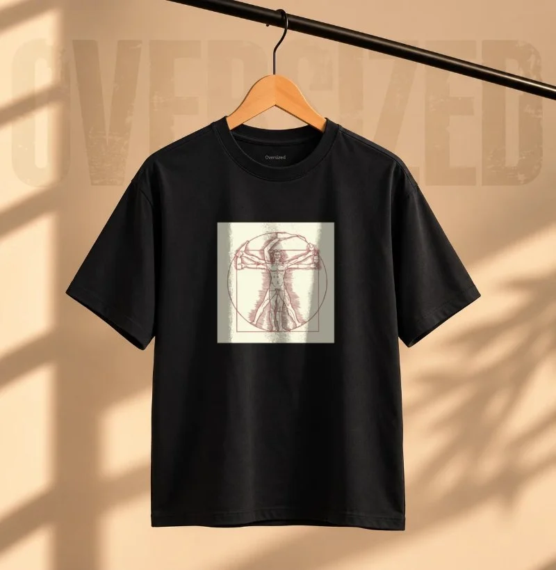 Camiseta Oversized Homem Vitruviano - Camiseta Oversized