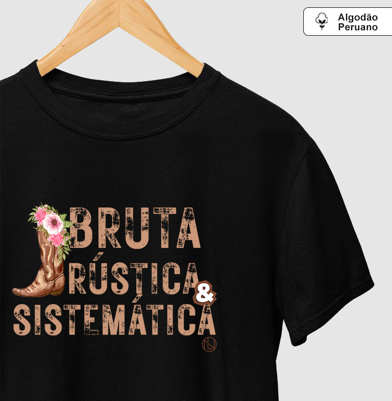 Camiseta algodão peruano bruta, rústica e sistemática