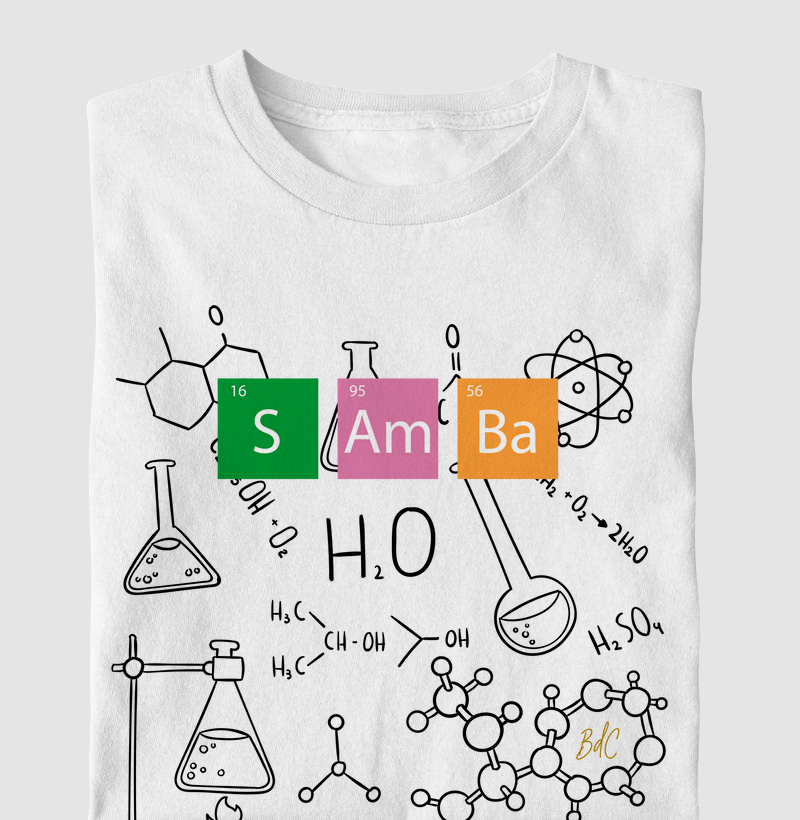 Samba Tabela Periódica Elementos moléculas  - Camiseta