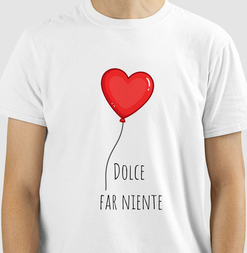 Camiseta “Dolce far niente” – balão em formato de coração
