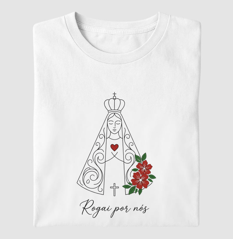 Camiseta Nossa Senhora Aparecida Rosas