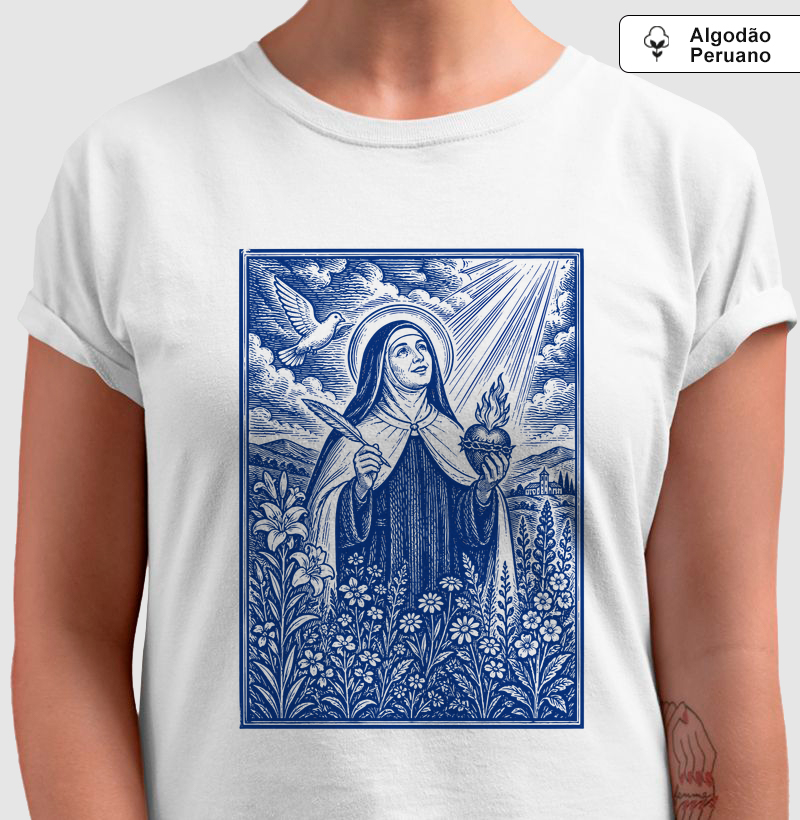 Santa Teresa d'Ávila - Coração em Chamas - Algodão Peruano