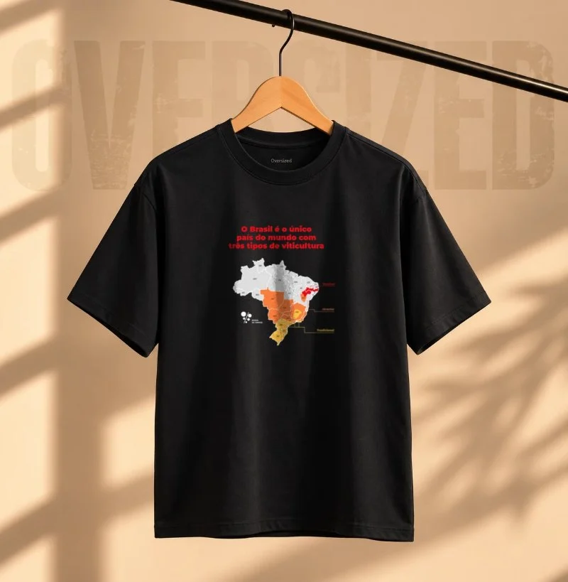 Camiseta Oversized Mapa - Brasil de Vinhos - Camiseta Oversized