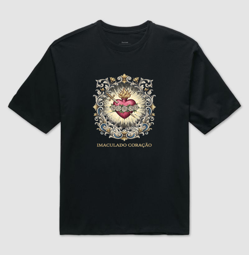 Medalha Imaculado Coração - Camiseta Oversized