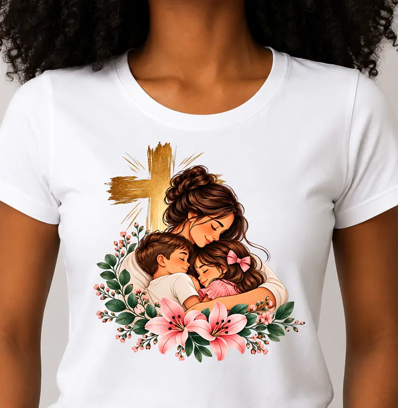 Camiseta Feminina Acinturada Amor de Mãe - Camiseta