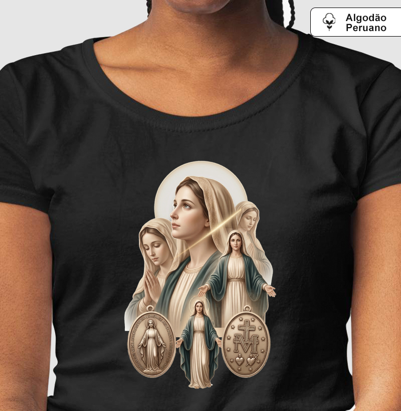 Camiseta Algodão Peruano Maria Mãe de Deus