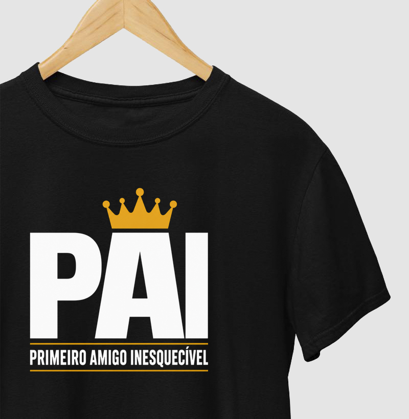 Pais - Camiseta Básica "1° Amigo" Preta