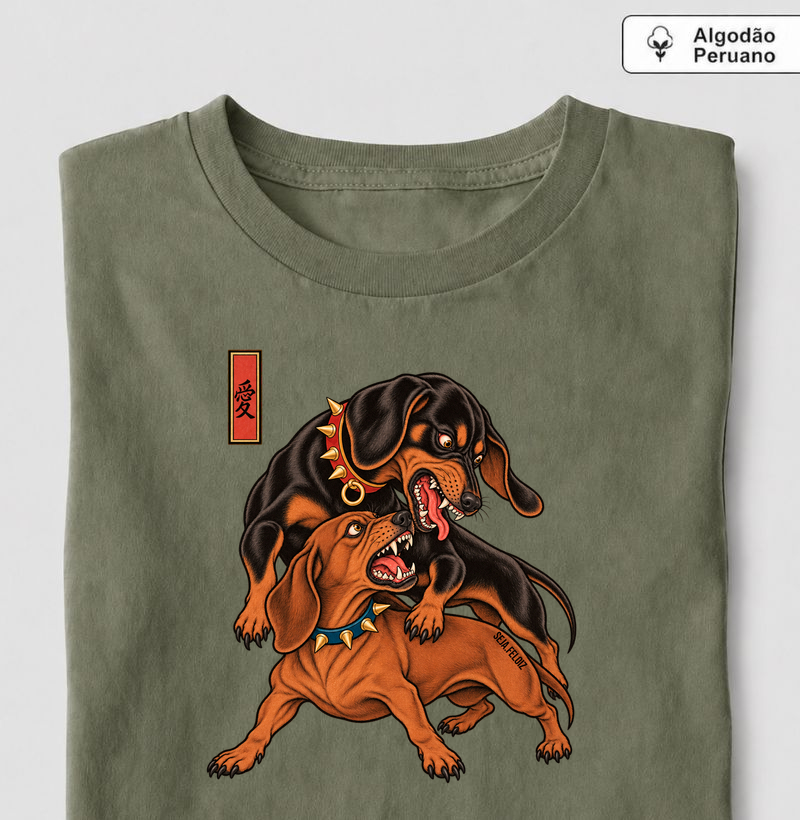 Dachshund Ukiyo-e 愛 🐾🇯🇵 - Camiseta Algodão Peruano