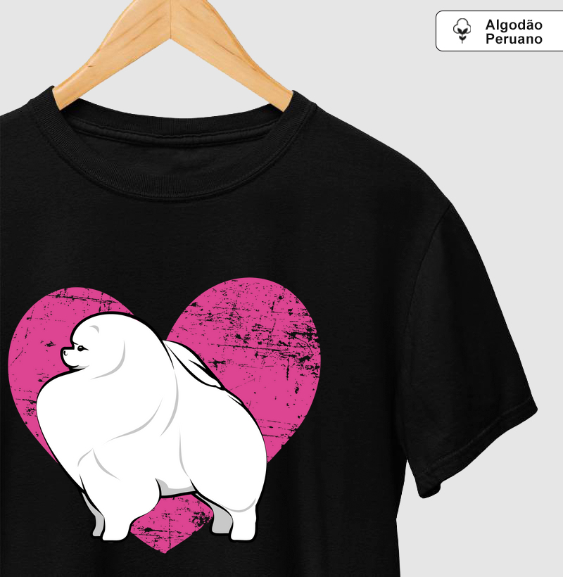 Camiseta Algodão Peruano Pomerania Coração