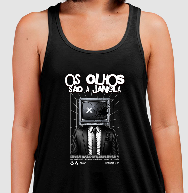 Camiseta Regata com Estampa - Os Olhos São a Janela
