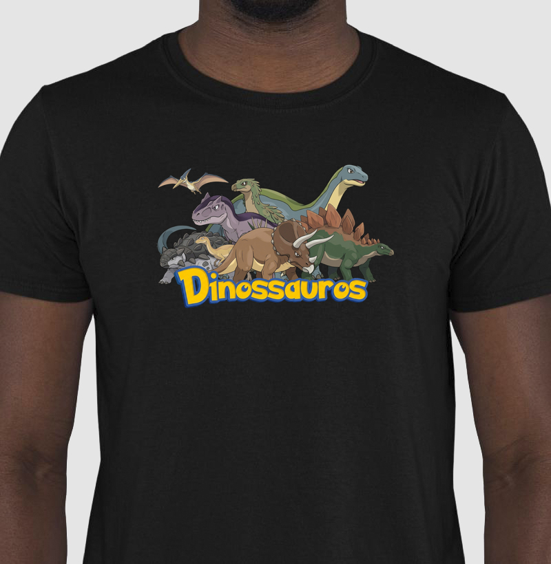 Camisa Algodão Estampada Dinossauro Pokemon Equipe Triceratops Premium