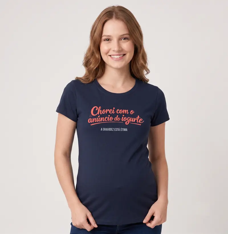  Chorei com o Anúncio do Iogurte - Blusa Feminina Estampada para Grávida