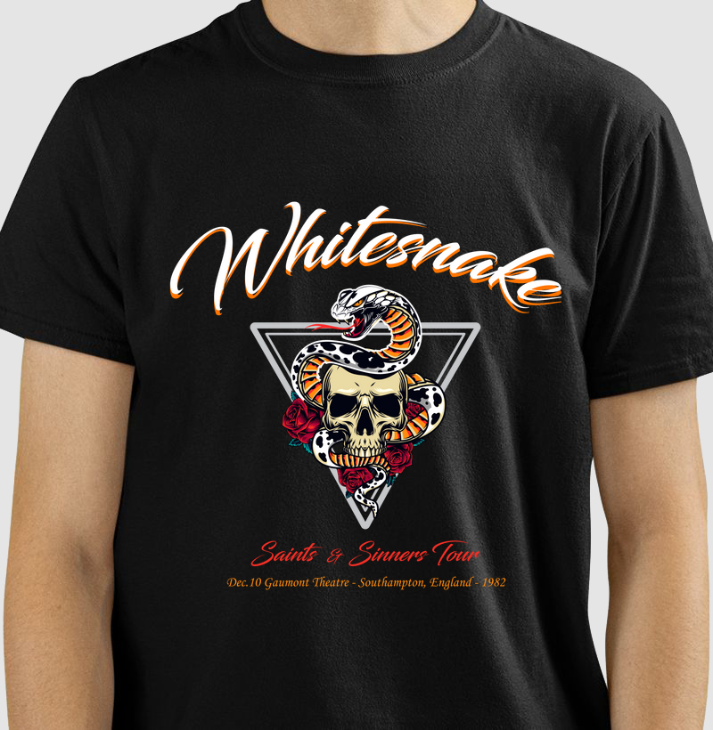 CAMISETA COM ESTAMPA WHITESNAKE SAINTS & SINNERS