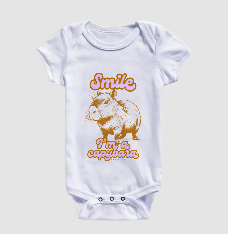 Smile, I'm a Capybara Body Infantil – Algodão Premium