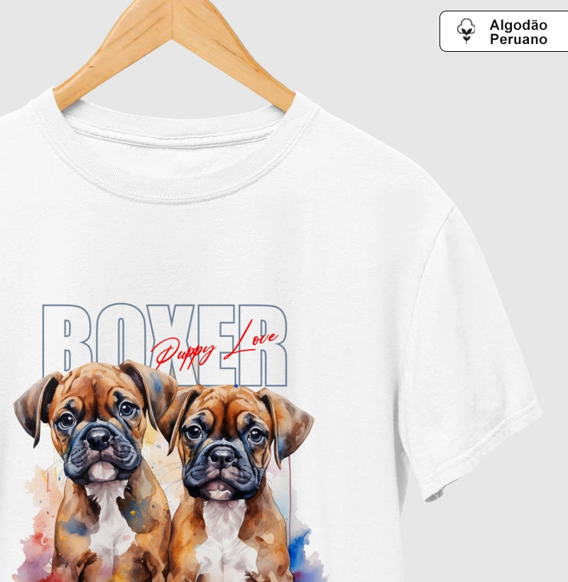 Camiseta Algodão Peruano Boxer Puppy Love