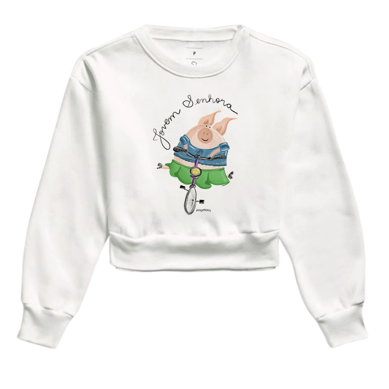 Moletom cropped Jovem Senhora