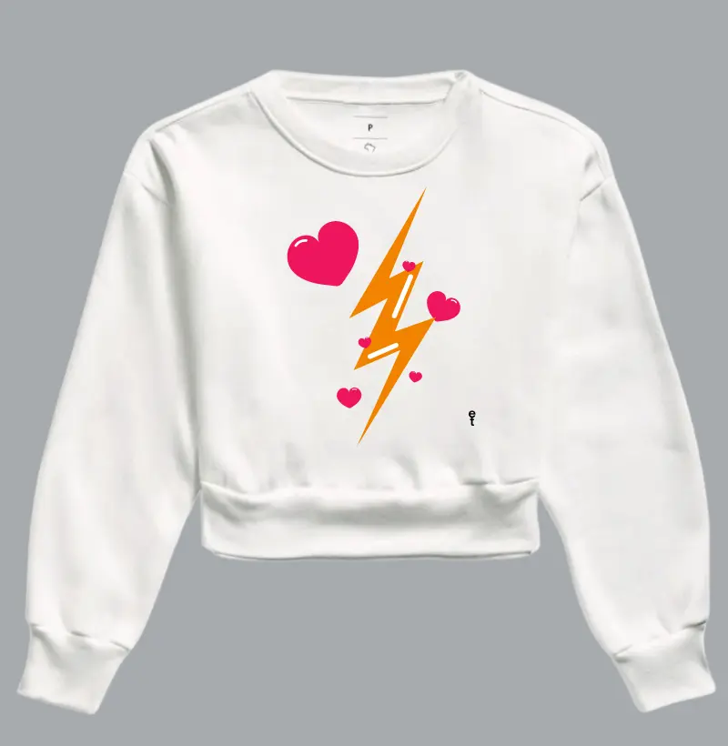 Moletom Cropped Coração Pink 