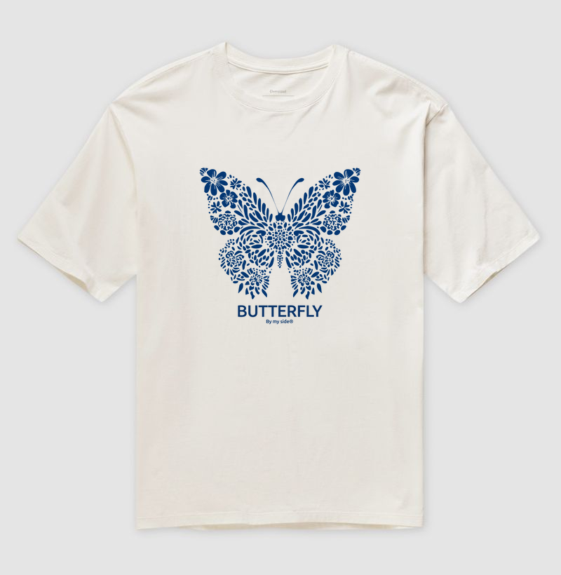 Borboleta Flores Azuis 02 - Oversized