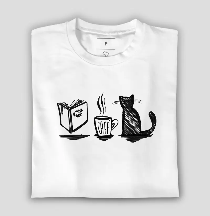 Um bom livro café e um gato