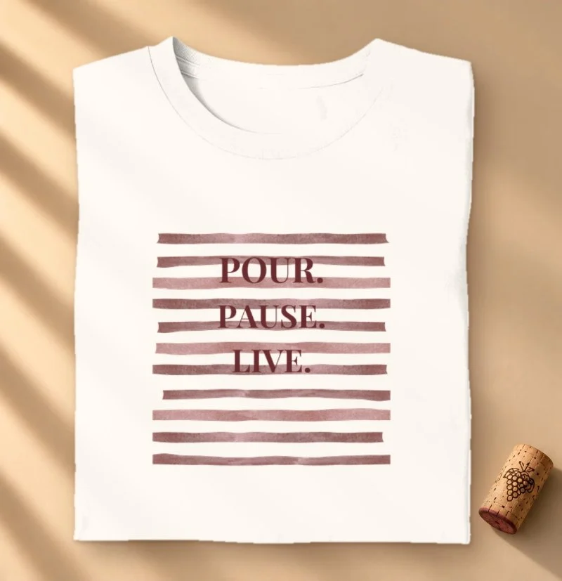 Camiseta Vinho - Pour. Pause. Live.