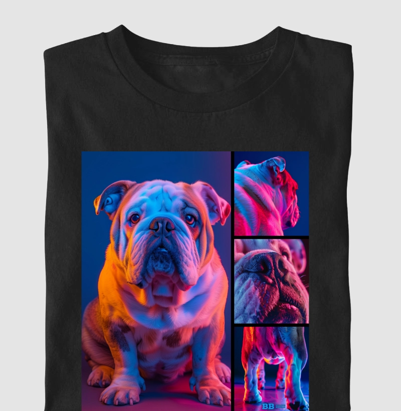 Camiseta Bulldog Ingles "Neon Grid"