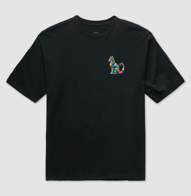 Gato Cubista - Camiseta Oversized