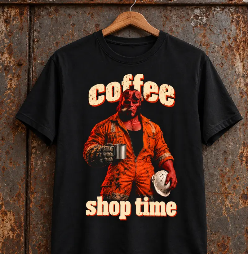 Coffee Shop Time - Hellboy - Camiseta