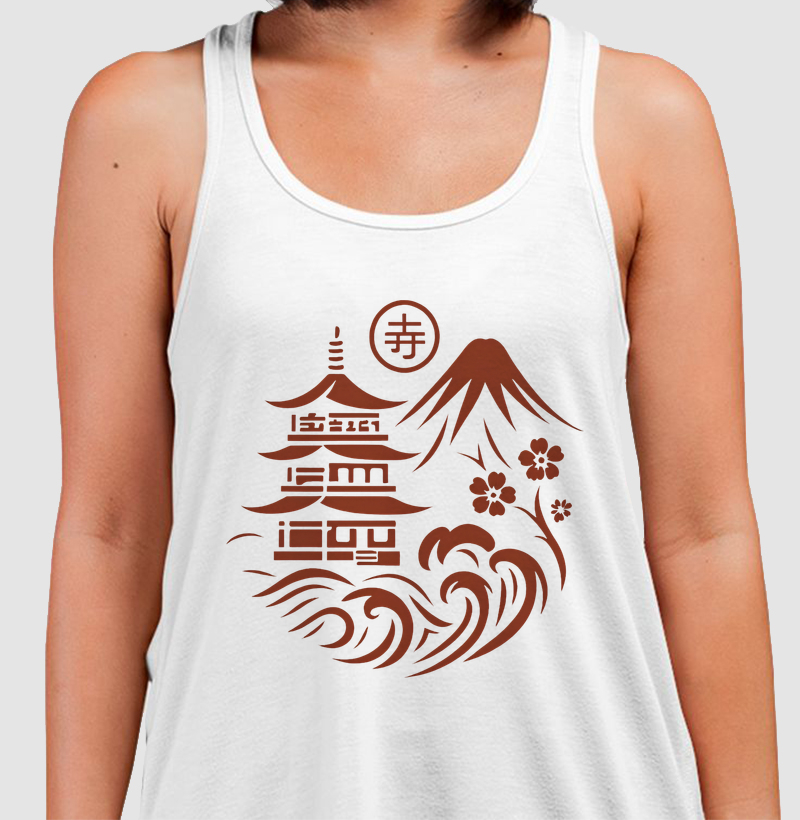 Estampa: Templo & Fuji 