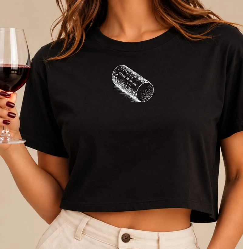 Camiseta Cropped Brasil de Vinhos - Rolha - Cropped
