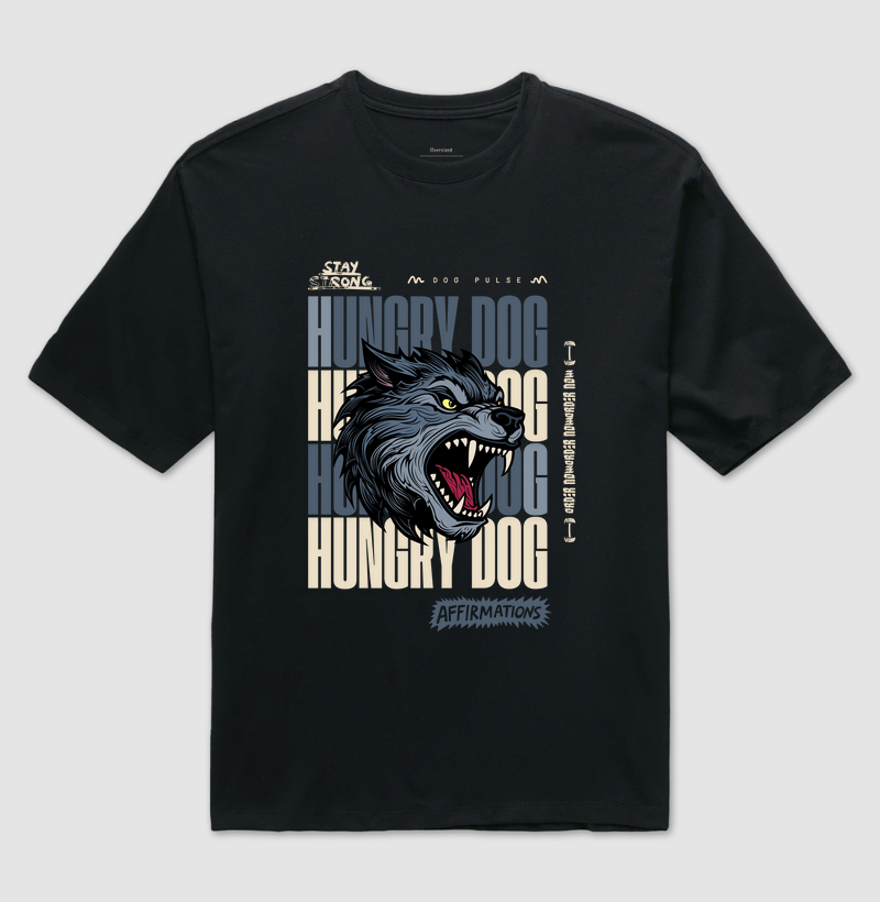 Camiseta Oversized Dog Pulse Stay Strong Blackout