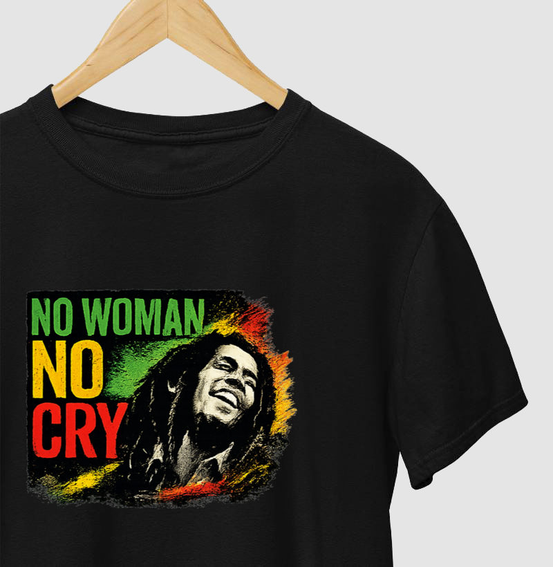 Camiseta No Woman No Cry. Coleção Reggae Music. Masculina e Feminina. Algodão Premium.