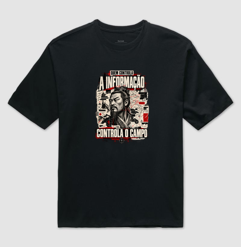Sun Tzu - Quem Controla a Informação Controla o Campo - Camiseta Oversized