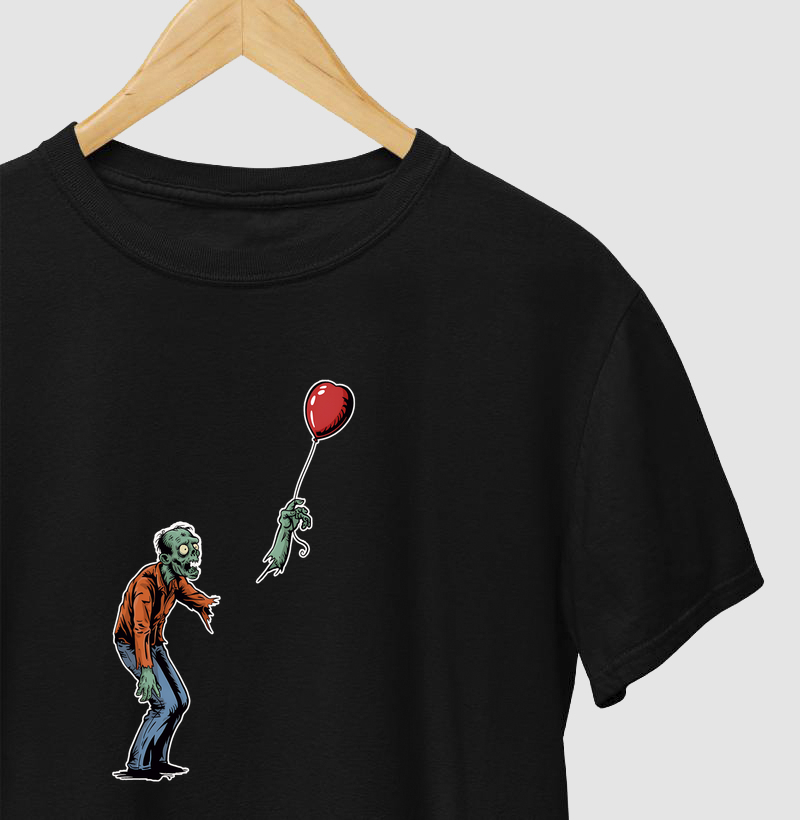 Camiseta Balão de Coração Zumbi