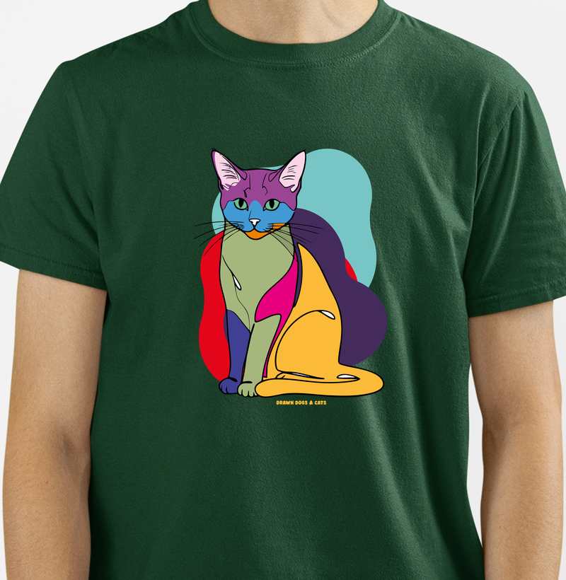 Gato e fundo coloridos