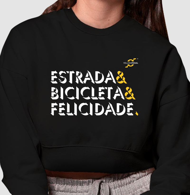 MOLETOM CROPPED YELLOWPEDAL FELICIDADE